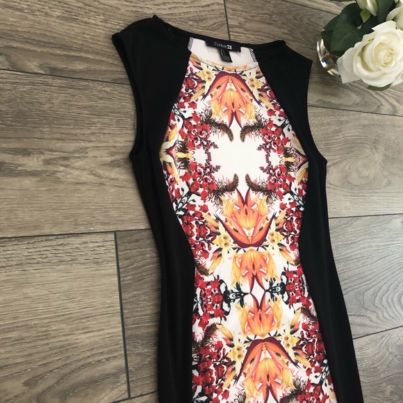 FOREVER 21 black and floral print dress size small - Picture 2 of 7
